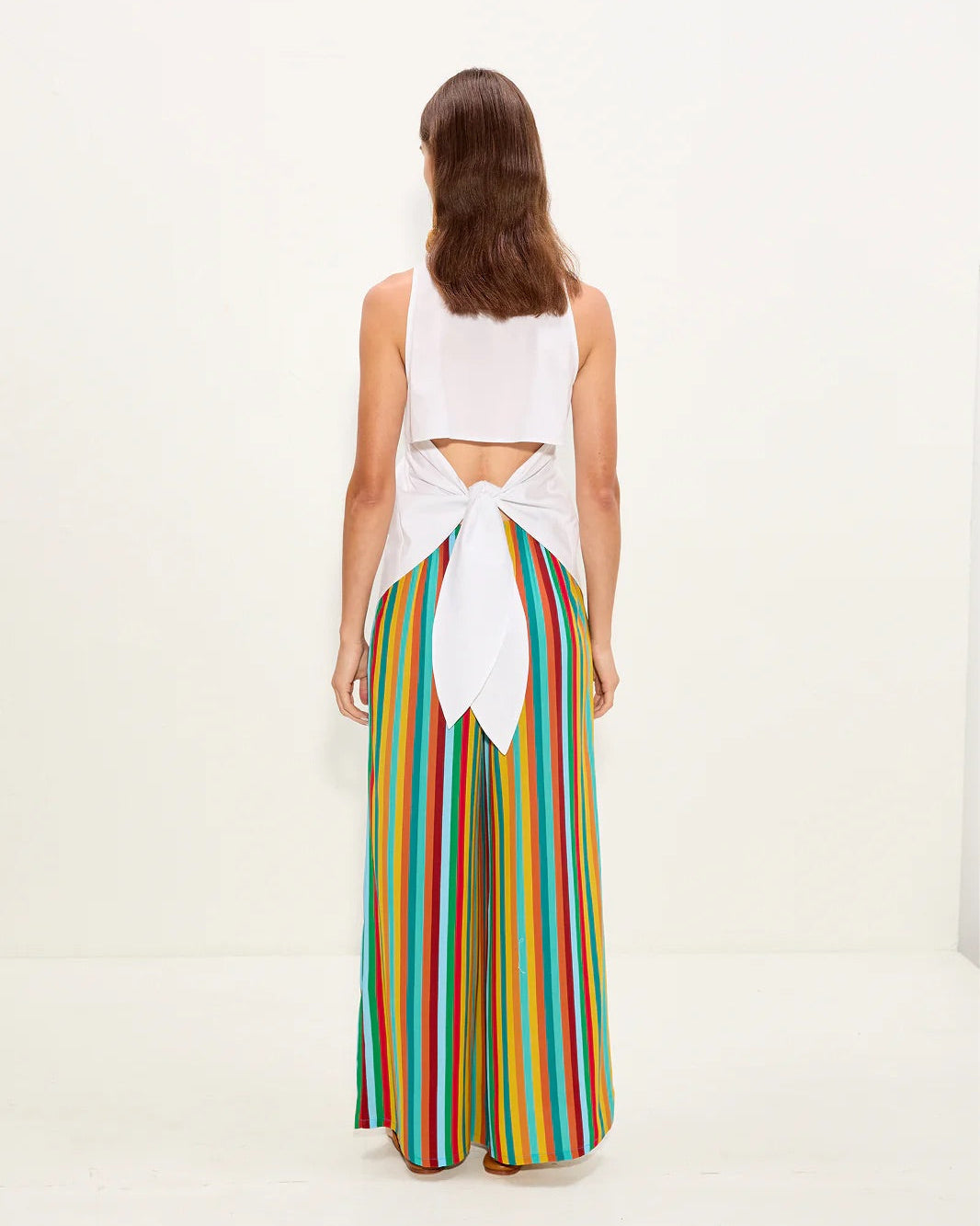 NELLA CREPE WIDE LEG PANT - VIBRANT MULTI STRIPE