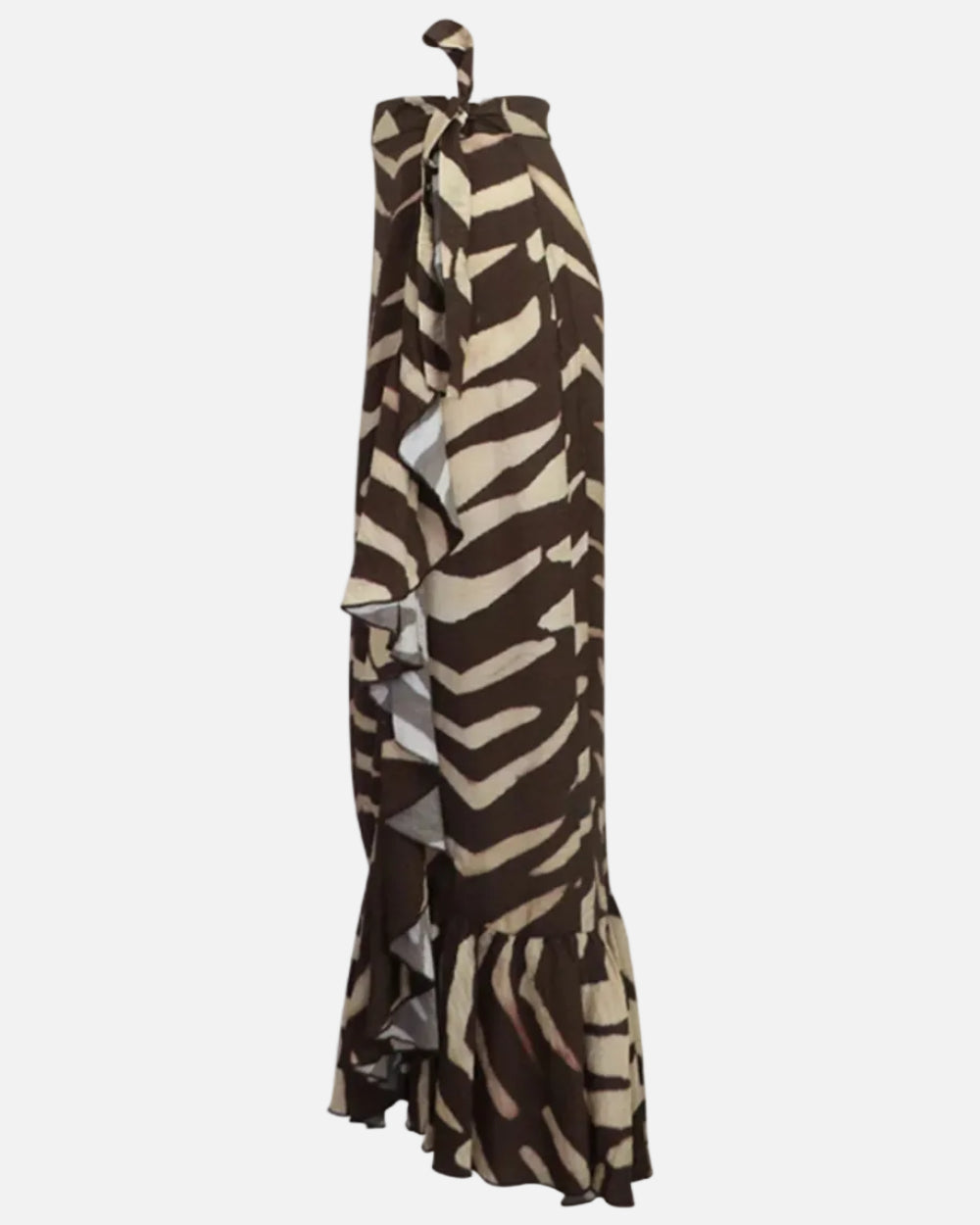 RUFFLE WRAP MAXI | ZEBRA BROWN