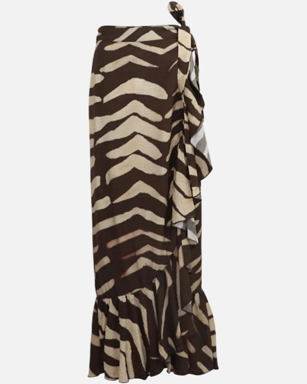 RUFFLE WRAP MAXI | ZEBRA BROWN