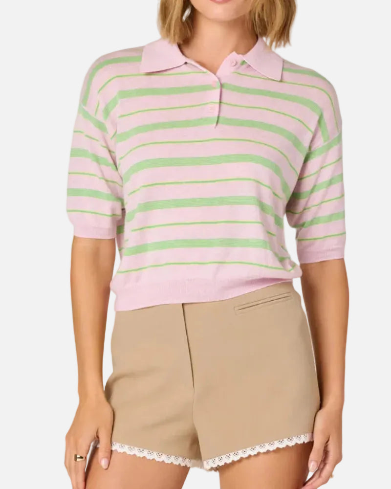 SCOTTIE SWEATER - PINK STRIPE