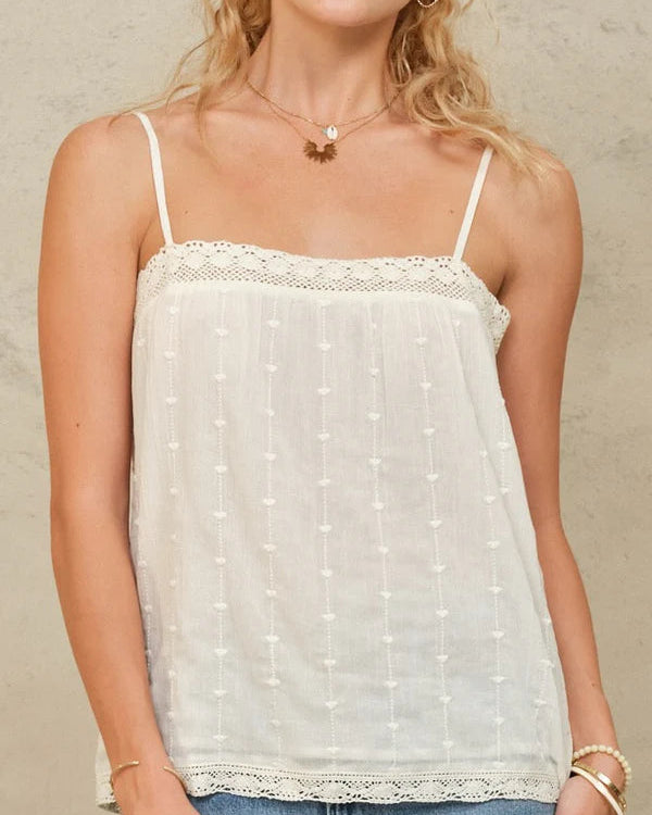 ALLI EMBROIDERED CAMI - ECRU