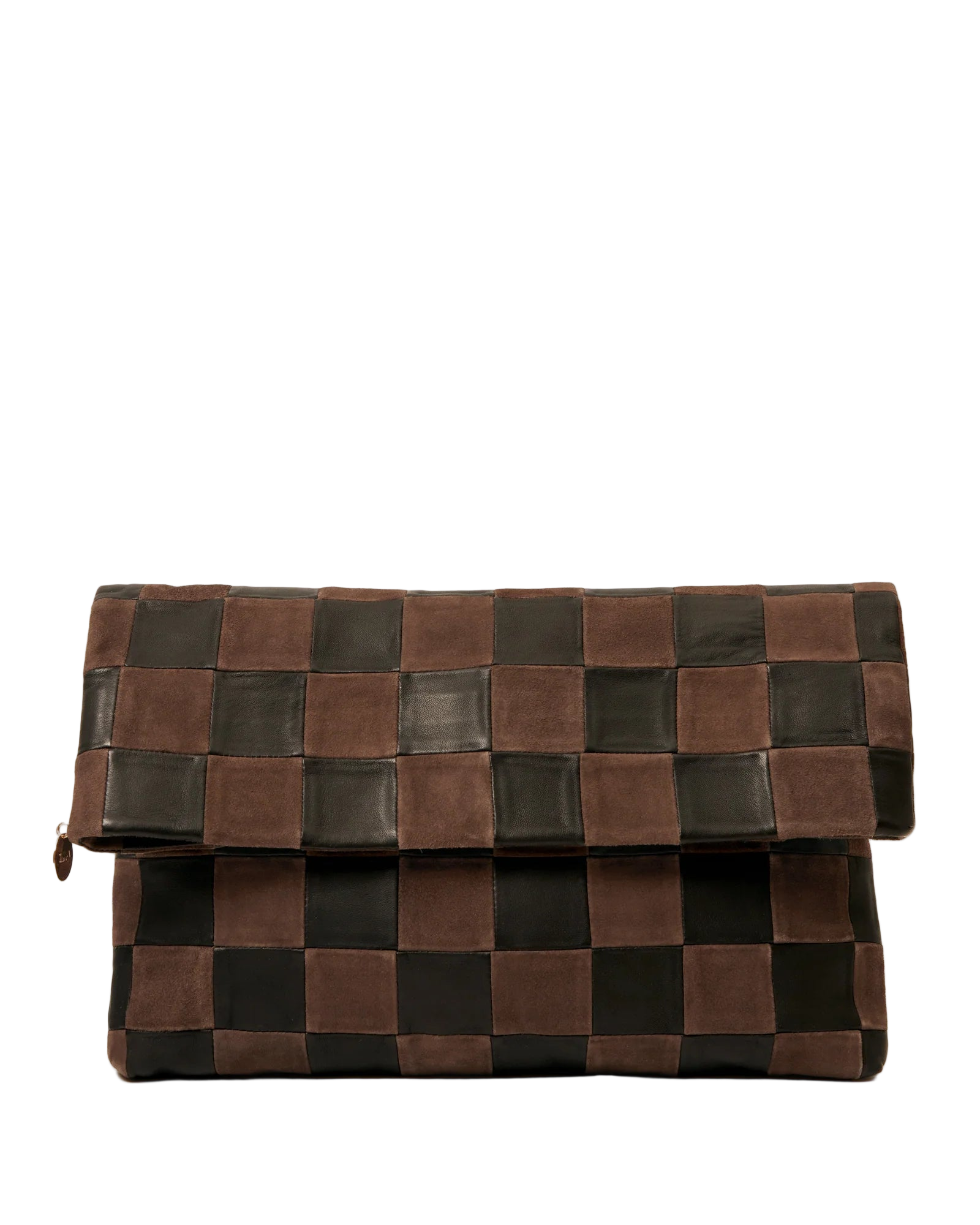 CARRYALL CLUTCH W/ TABS - BLACK/CHOCOLATE OVERSIZED CHECKER