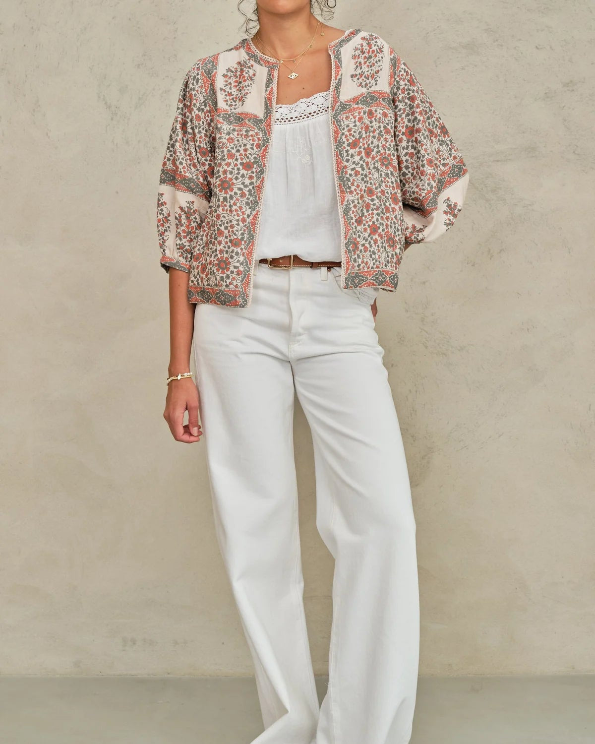 DELLA PRINT JACKET - RUST/KHAKI