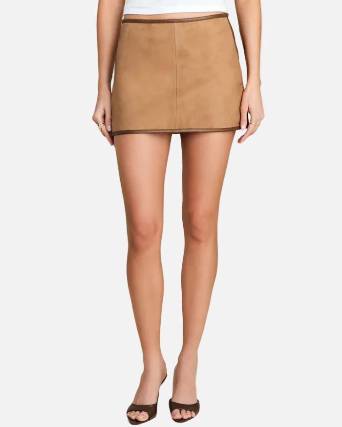 INARA SUEDE MINI SKIRT - SAHARA