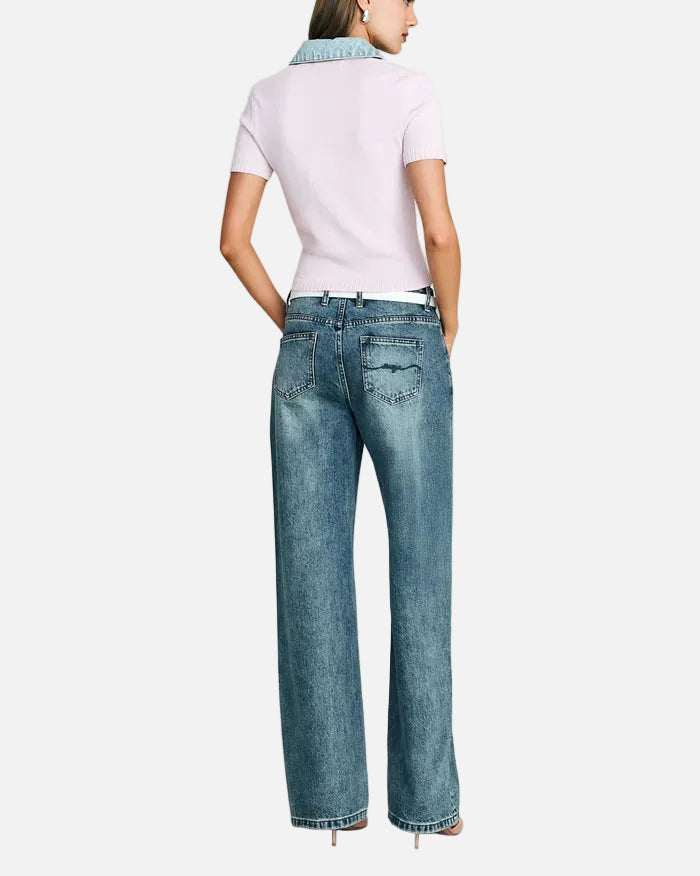 ERIKA KNIT TOP - PETAL PINK/COASTLINE