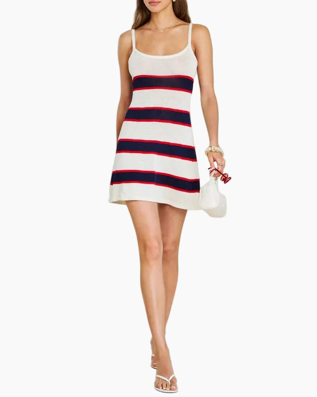 AZRIEL KNIT MINI DRESS - EGGSHELL STRIPE