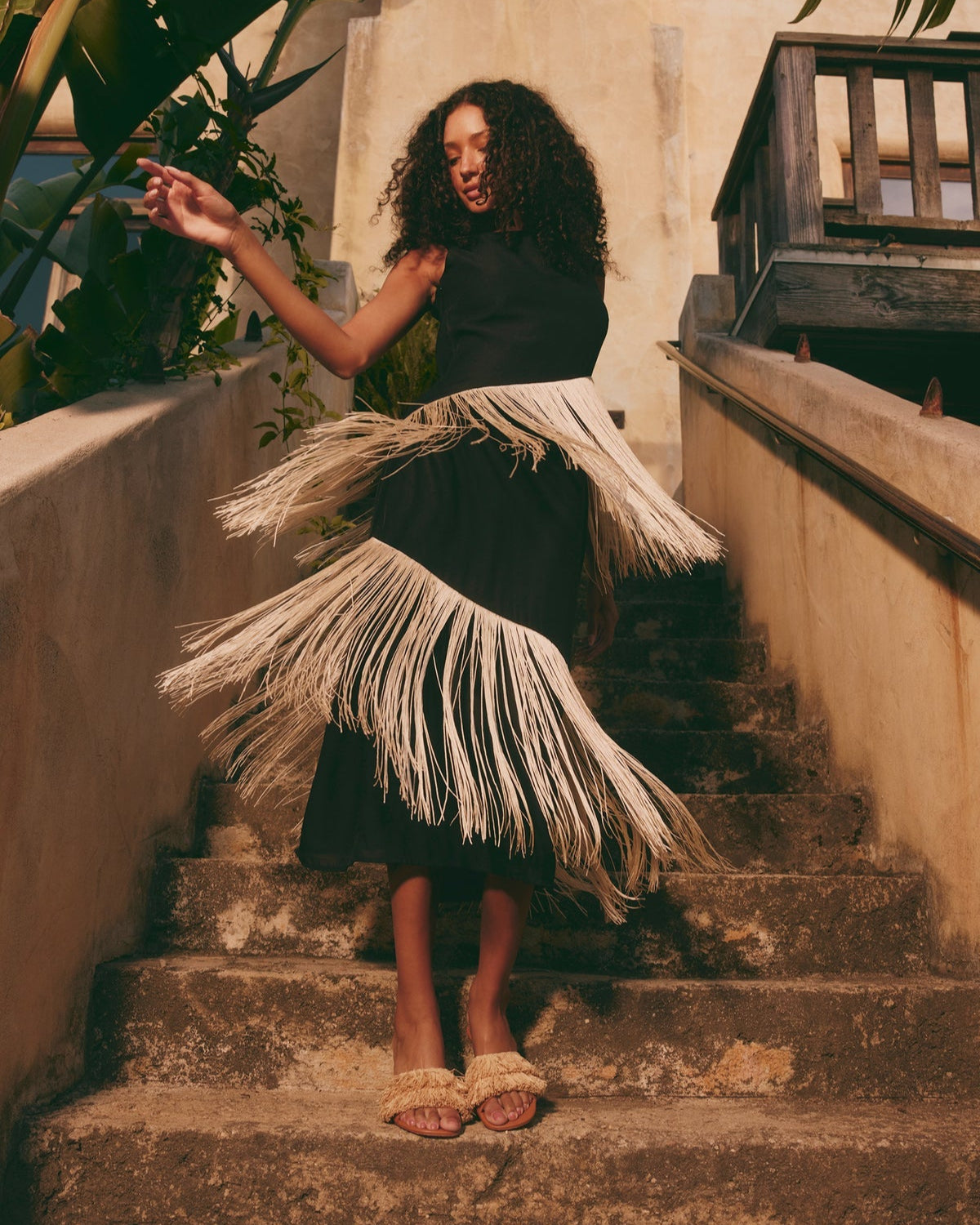 COPACABANA FRINGE DRESS - BLACK