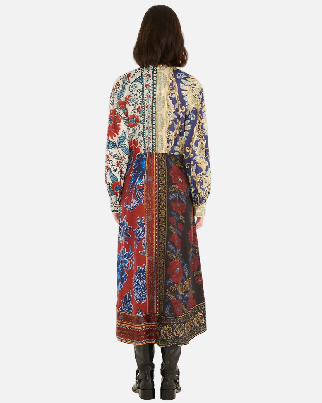 WINTER MIX MIDI DRESS - NAVY