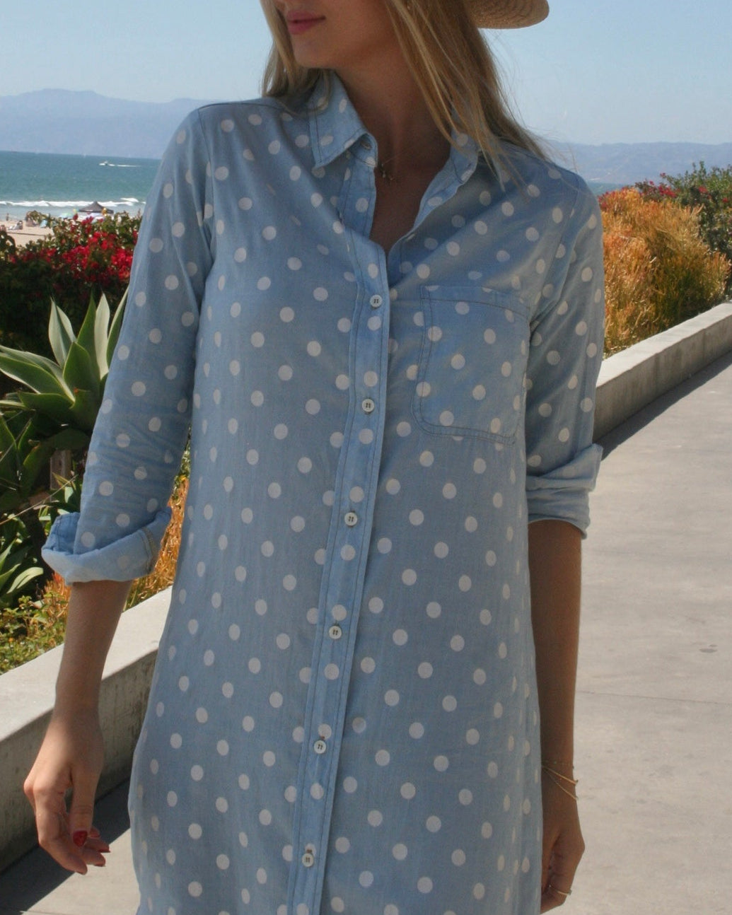 BOYFRIEND MAXI DRESS - DENIM DOT