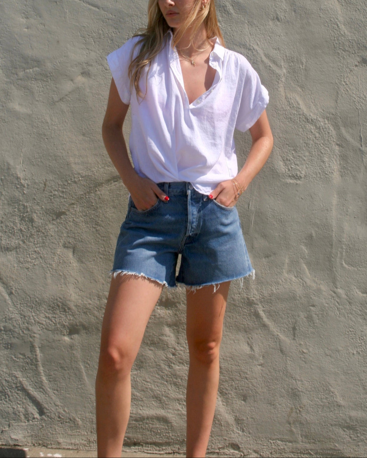 S/S HENLEY - WHITE