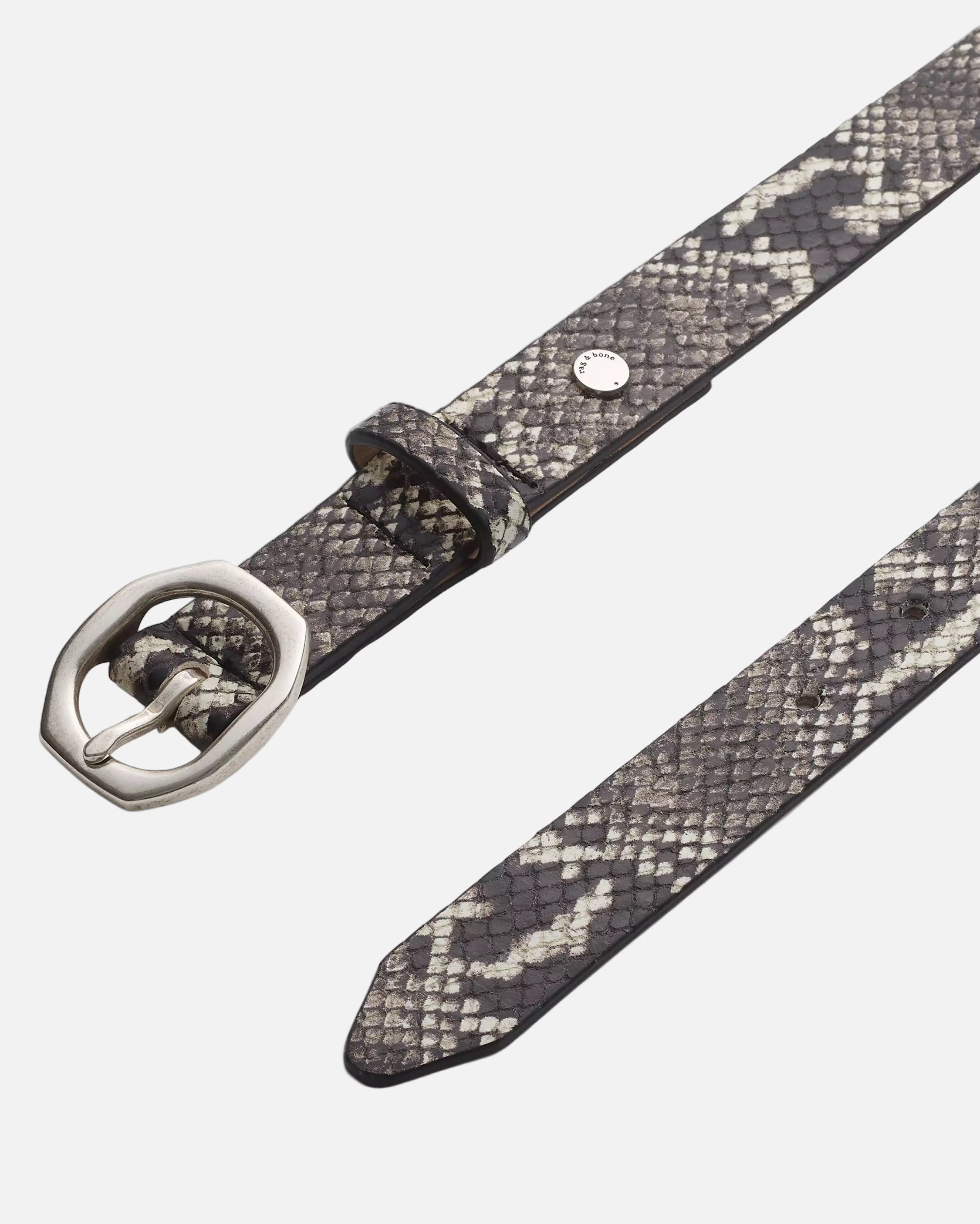 SMALL AUDREY LEATHER BELT - WHITE SNAKE