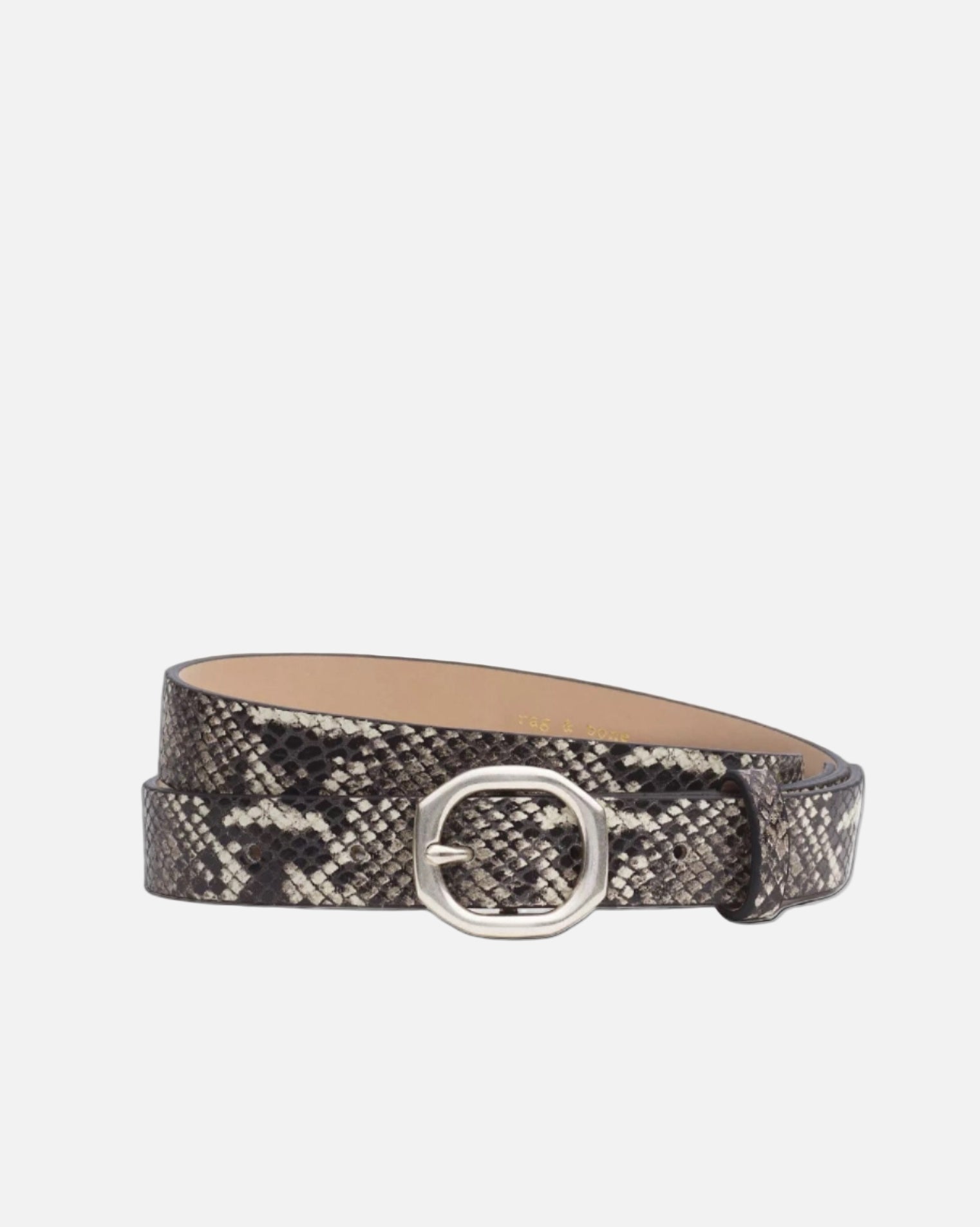 SMALL AUDREY LEATHER BELT - WHITE SNAKE