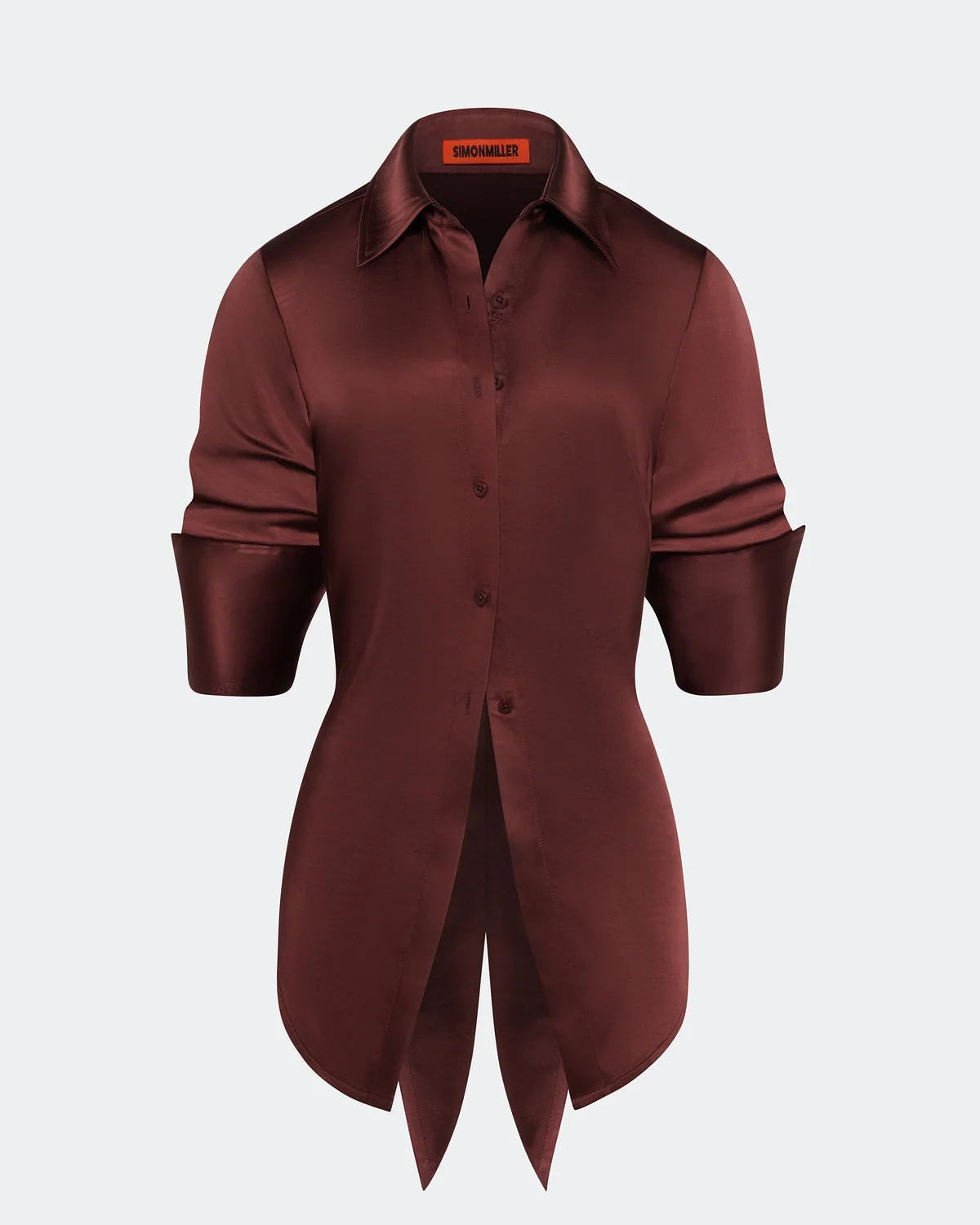 LOCH SATIN BUTTON UP - CHOCO BROWN