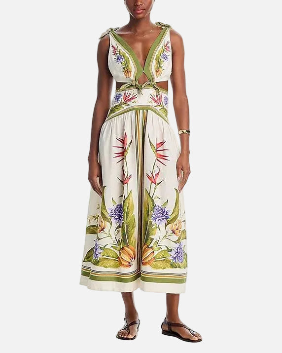 TROPICAL SCARF MAXI DRESS - SAND