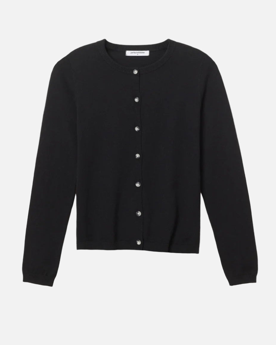 MOIRA CASHMERE CARDIGAN - TRUE BLACK
