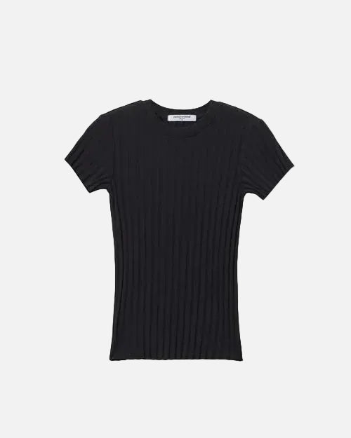 SURI RIB CAP SLEEVE TEE - BLACK