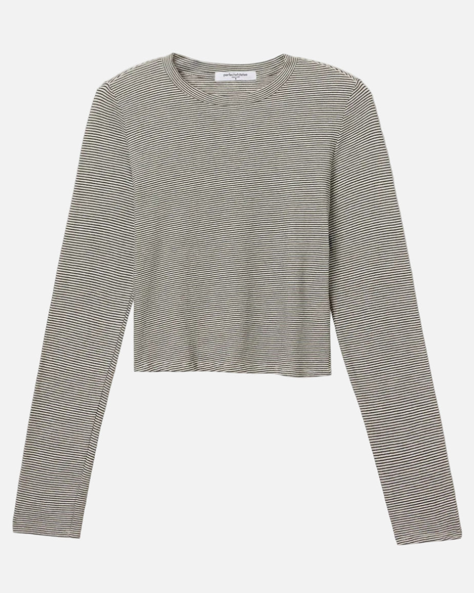 JAMIE COTTON L/S - IVORY/BLACK STRIPE
