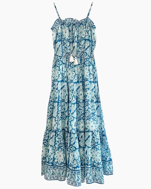 MARIE MAXI DRESS - TURQUOISE FLORAL