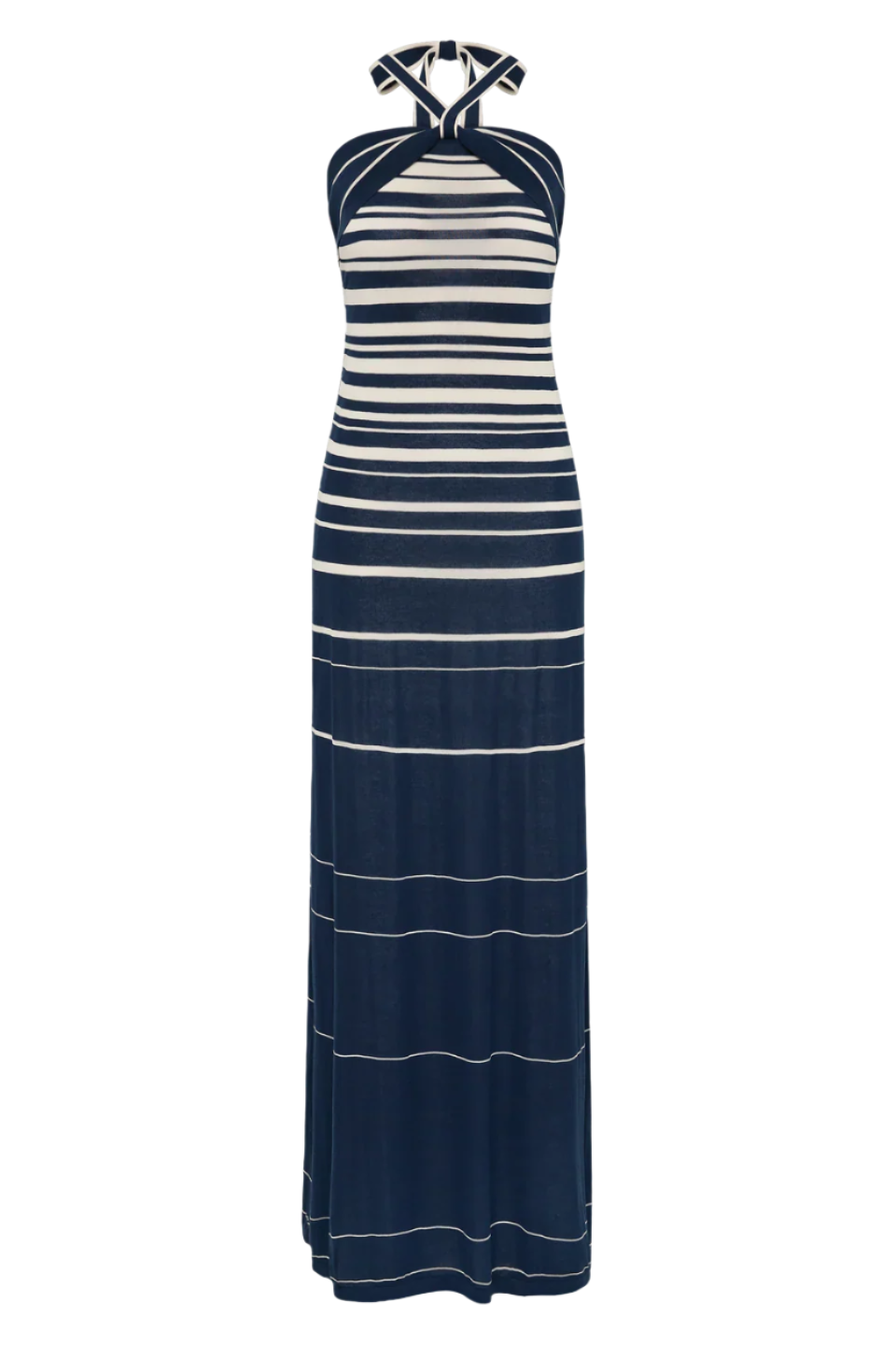 AXEL MAXI DRESS - ACCORDION STRIPE CREAM NAVY