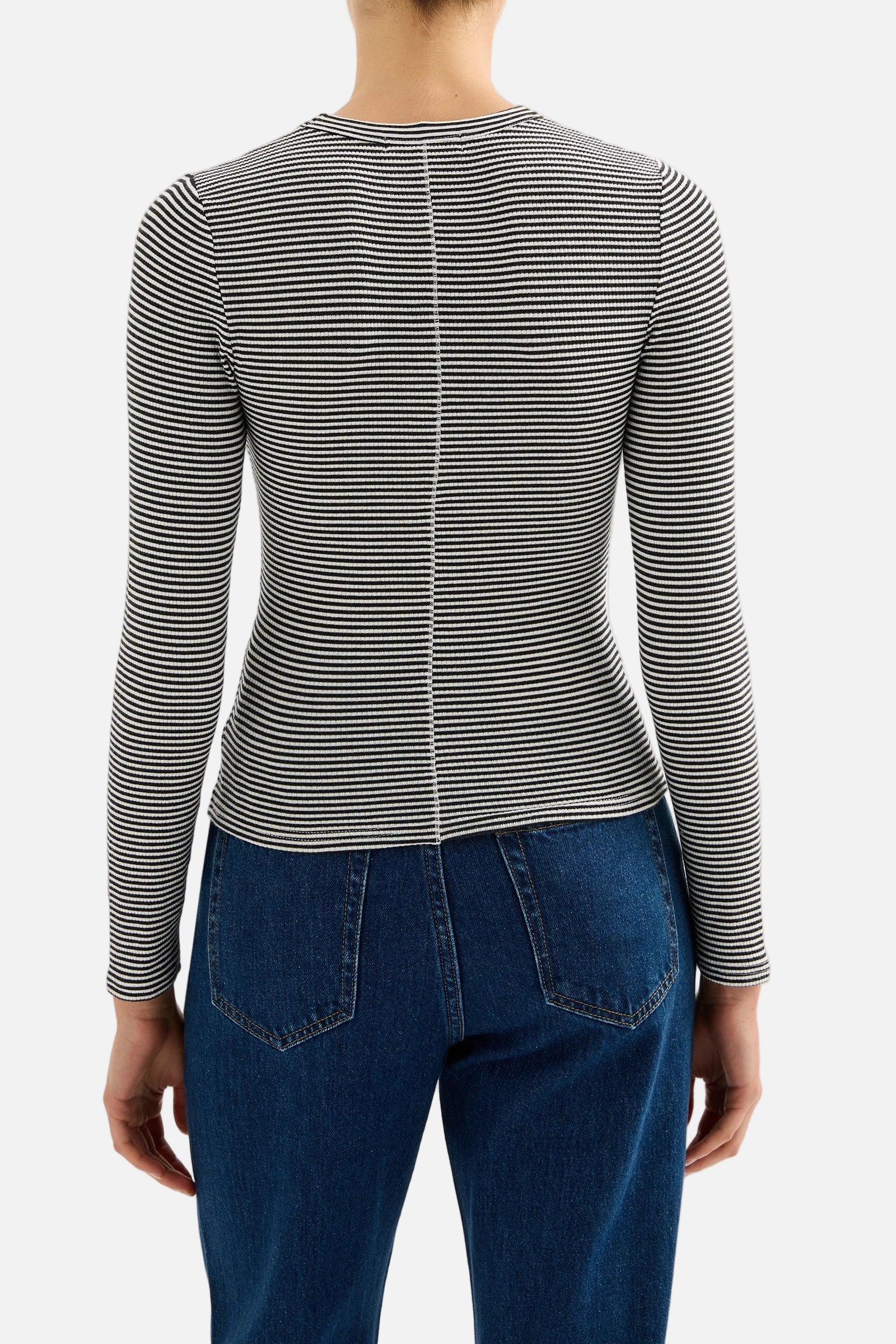 ORGANIC RIB LS TEE - BLACK STRIPE