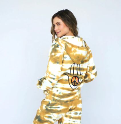 PEACE LOVE HAMSA ZIP UP HOODIE