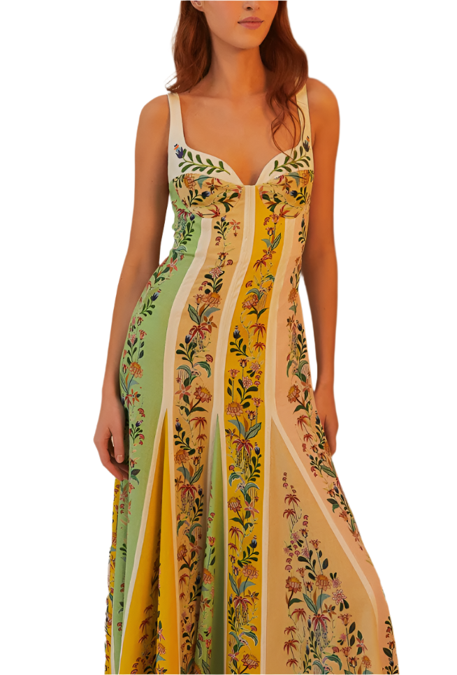 FLORAL STRIPES MAXI - MULTICOLOR