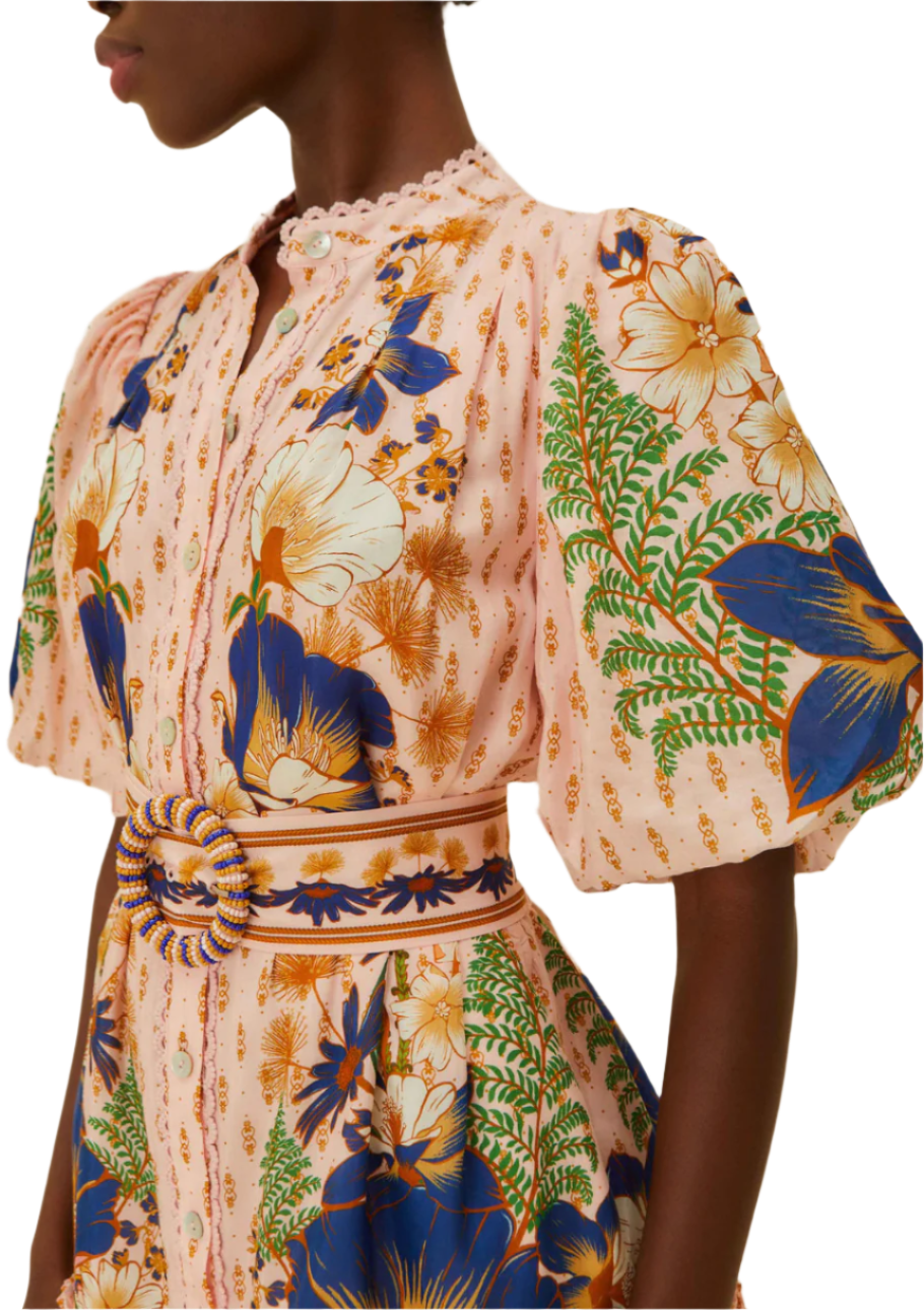 GARDEN BEADED BELT MINI DRESS - PINK DREAM