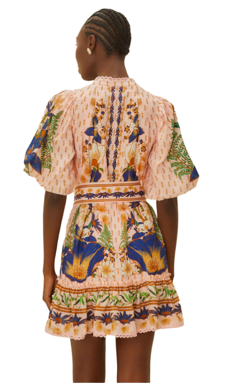 GARDEN BEADED BELT MINI DRESS - PINK DREAM