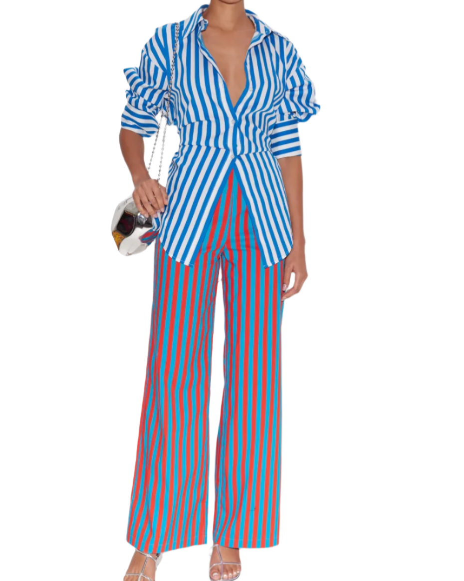 LOCH STRIPED POPLIN BUTTON UP - BLUE STRIPE