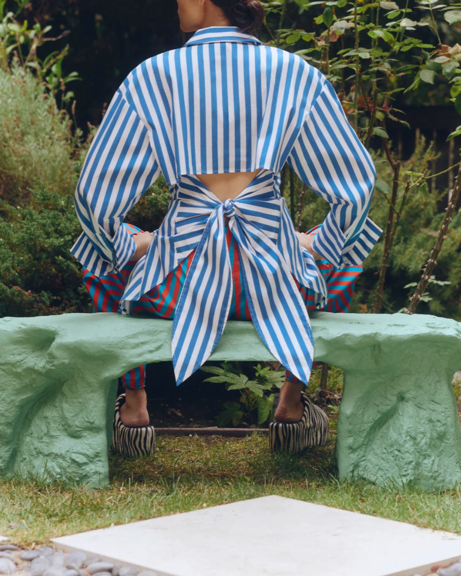 LOCH STRIPED POPLIN BUTTON UP - BLUE STRIPE