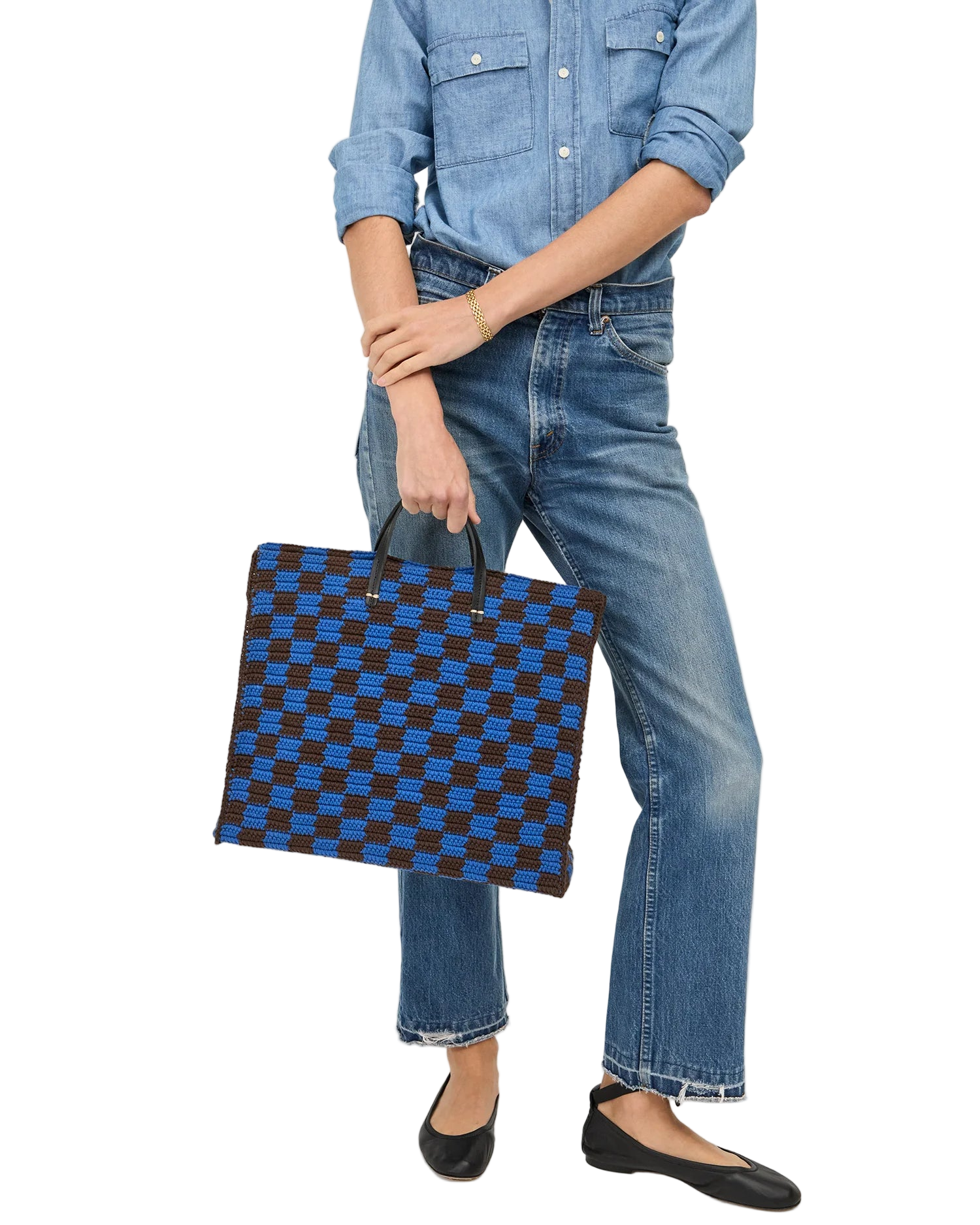 SUMMER SIMPLE TOTE - DEEP BLUE/CHOCOLATE