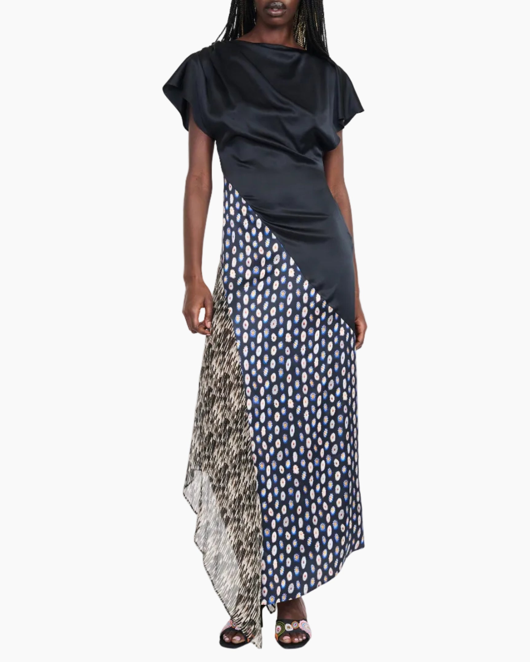 FAWN SILK DRESS - BLACK MULTI