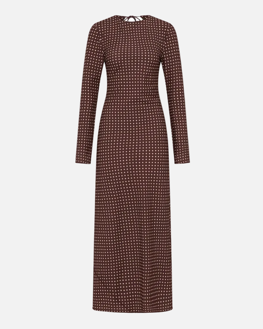 MESA MAXI DRESS - CHOCOLATE PLUM POLKADOT
