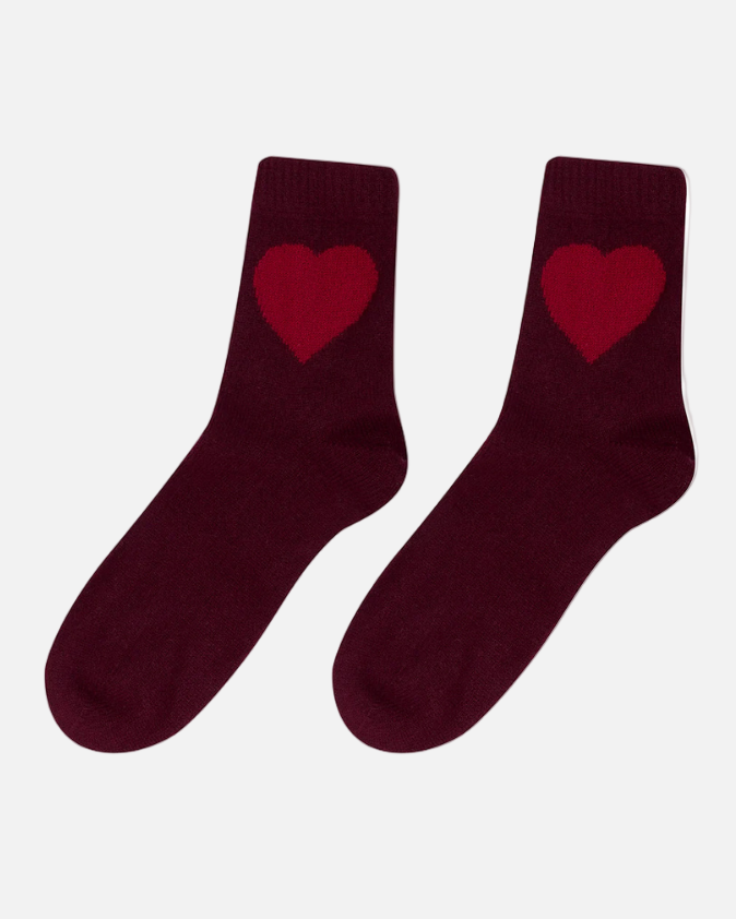HEART SOCKS - BURGUNDY