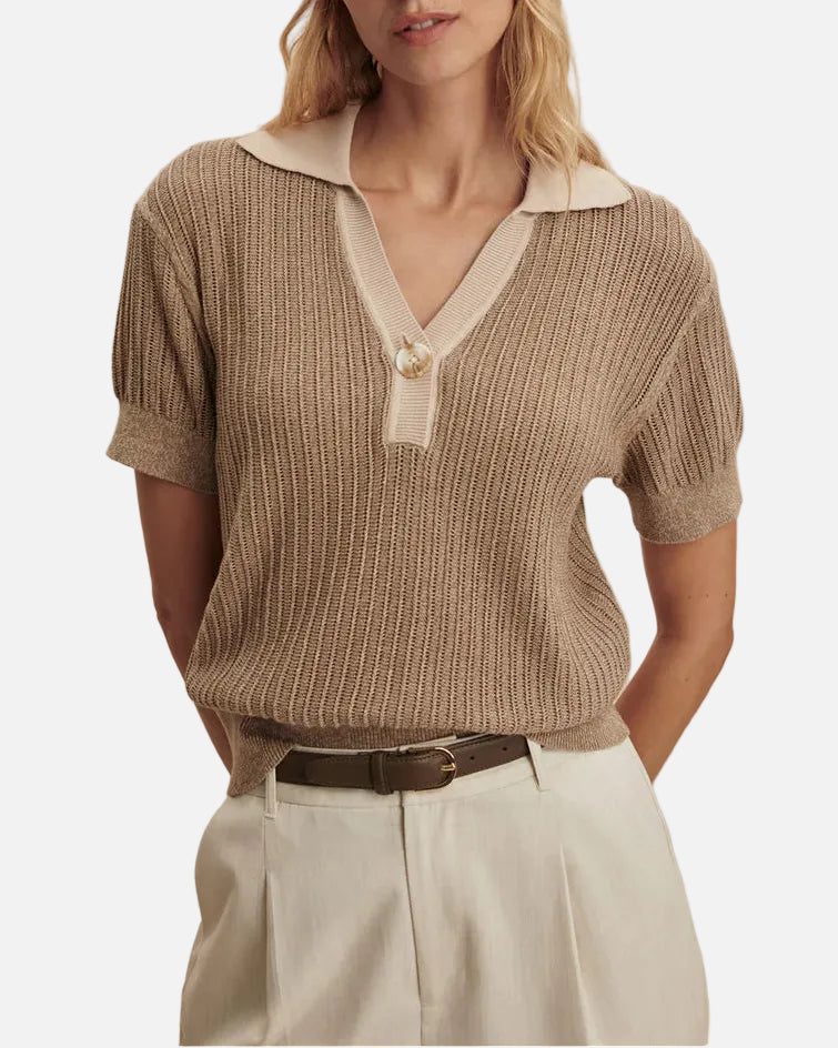 PERRINE KNIT POLO - SEPIA TWIST