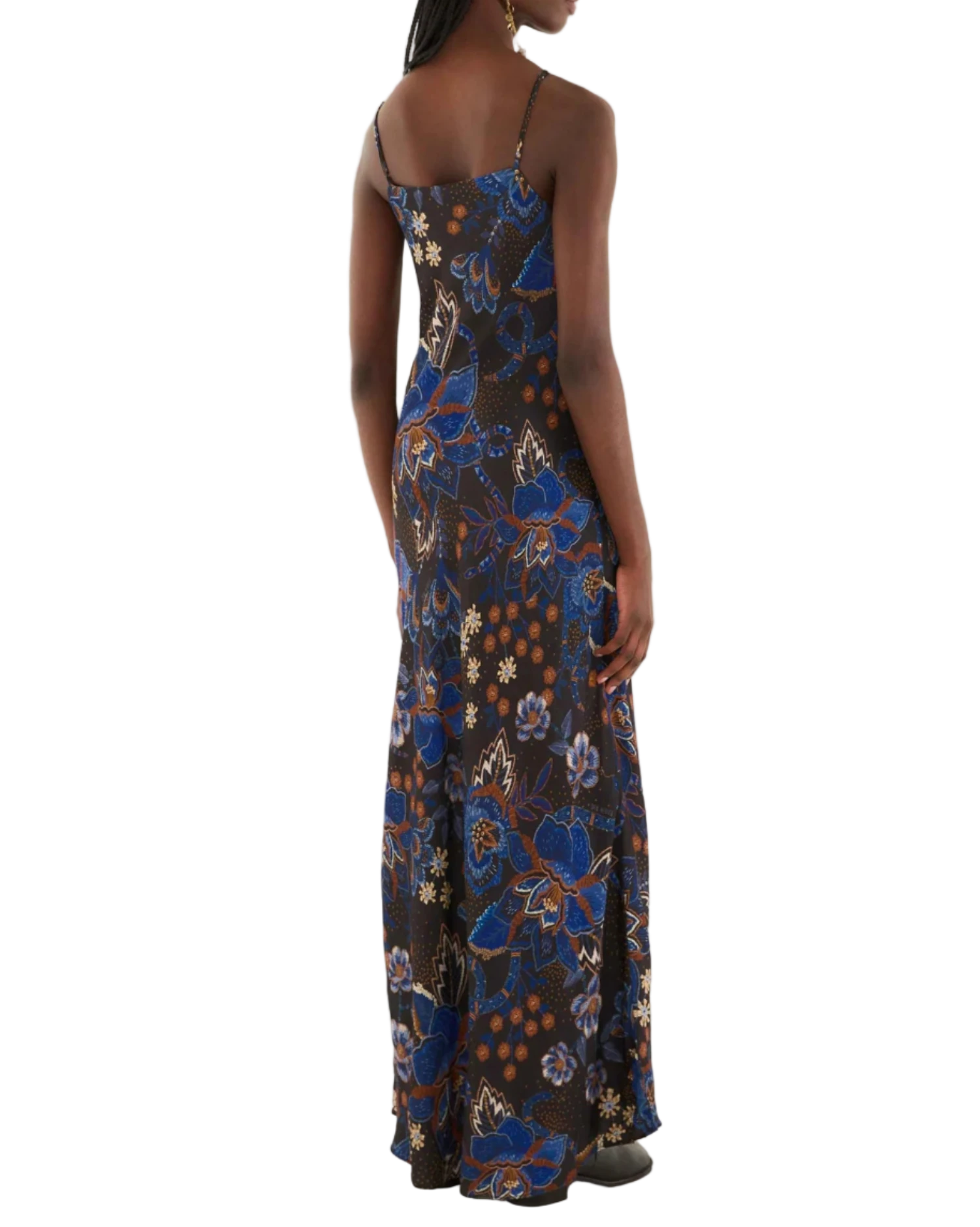 SLIP MAXI DRESS - SNAKES BOUQUET BLACK