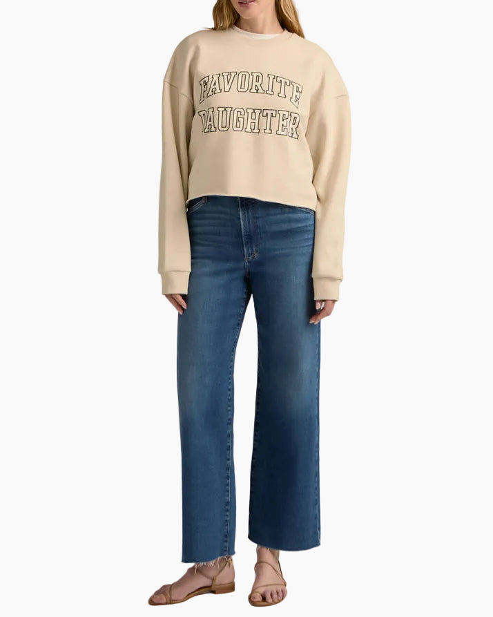 THE CROPPED COLLEGIATE SWEATSHIRT - FRENCH OAK/SNOW WHITE