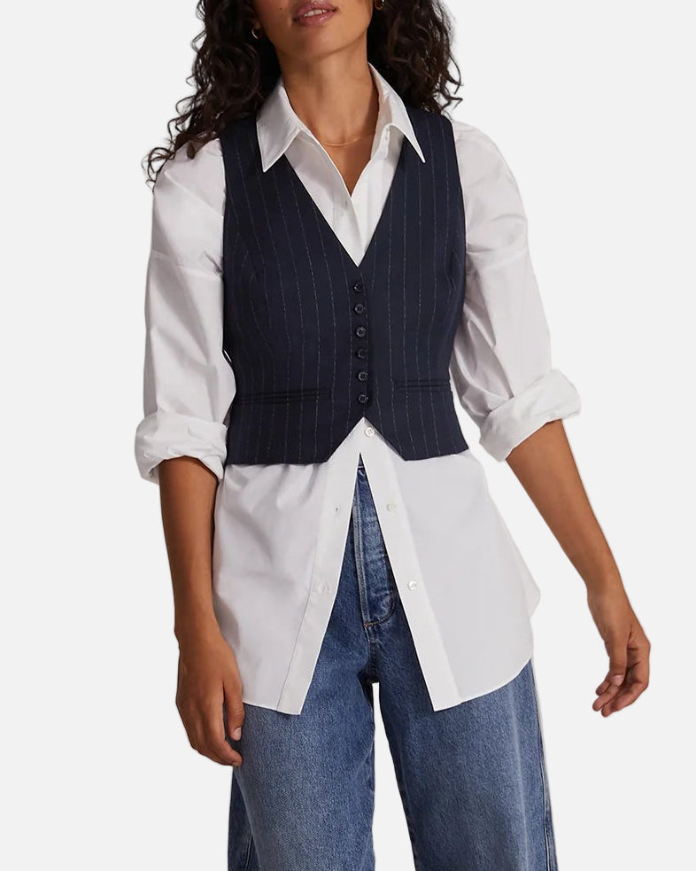 THE FAVORITE VEST - NAVY PINSTRIPE