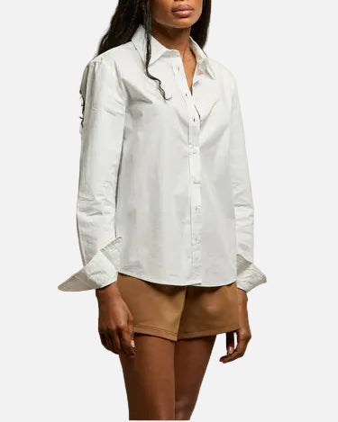 GISELE WOVEN BUTTON UP - WHITE