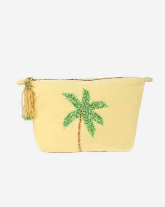 YELLOW PALM TREE MAKE UP BAG - SMALL