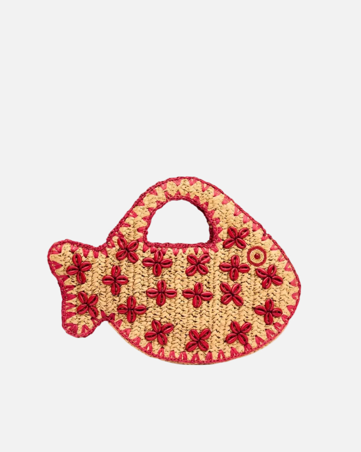 PUKA FISH BAG - NATURAL/BURGUNDY