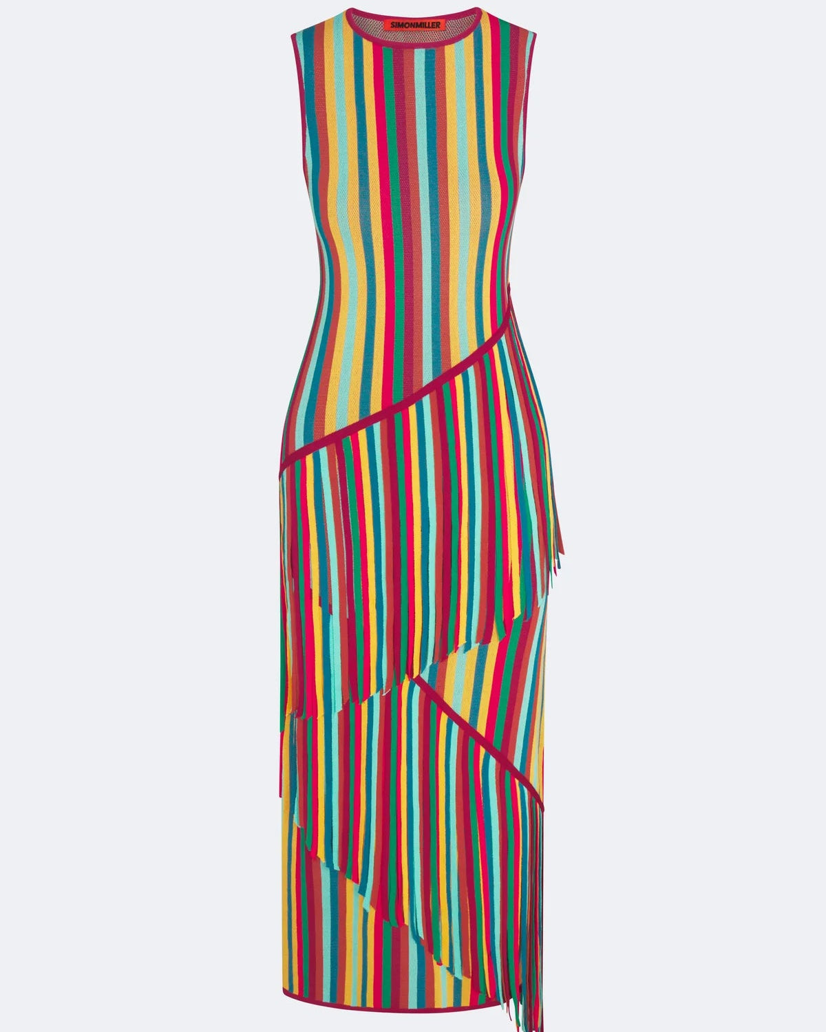 SPIRAL KNIT DRESS - VIBRANT MULTI STRIPE