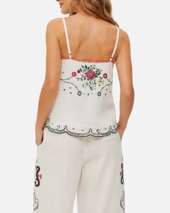 GINNY EMBROIDERED CAMISOLE - LINEN KISSES
