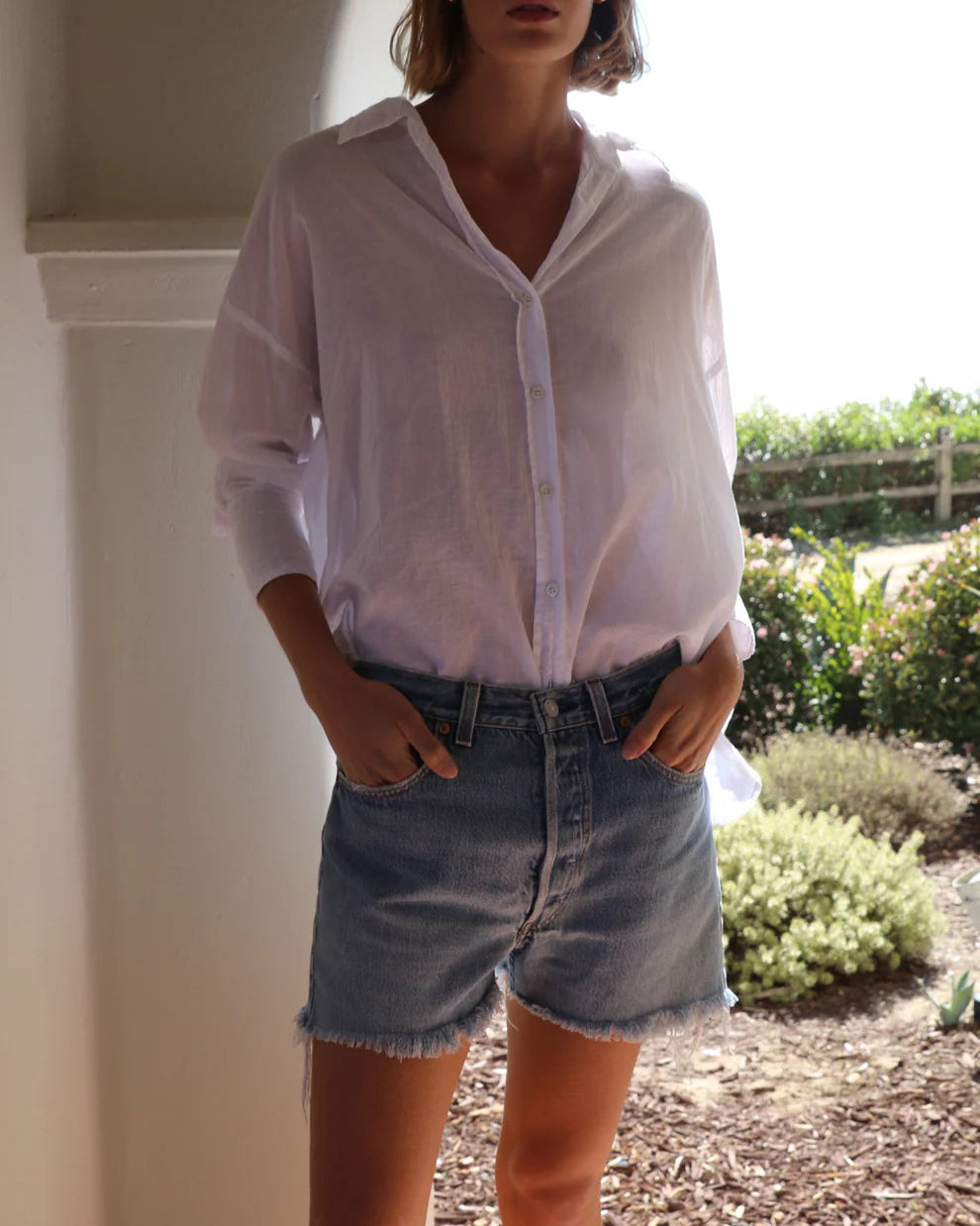 DROP SHOULDER SHIRT - WHITE