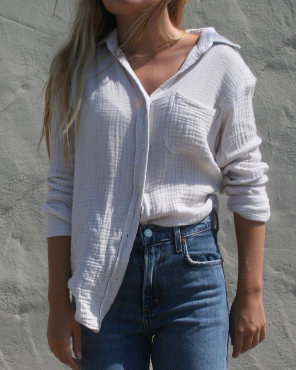 BOYFRIEND SHIRT GAUZE - BIRCH