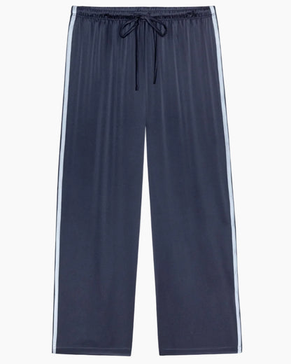THE SILK STRIPE CROP PANT - NAVY/CLOUD