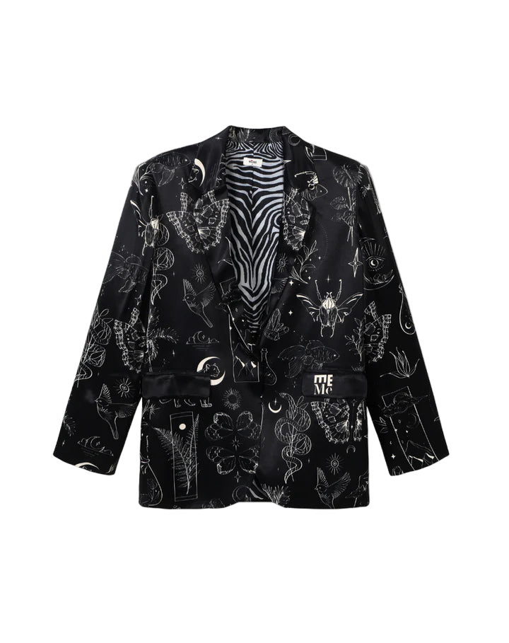 MOLLY PRINTED BLAZER - BLACK MAGIC