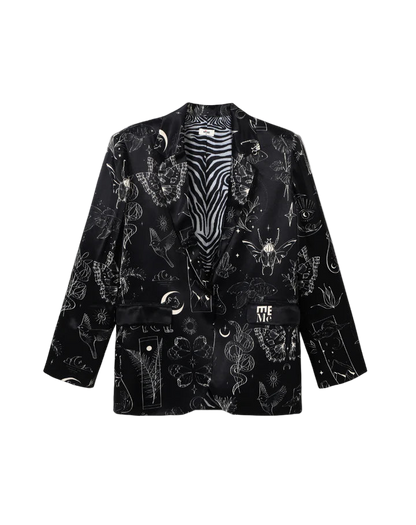 MOLLY PRINTED BLAZER - BLACK MAGIC