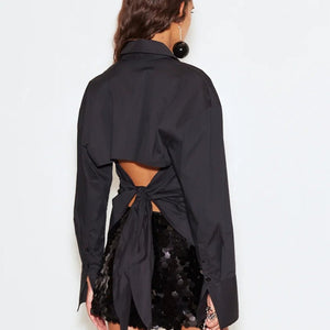 LOCH POPLIN BUTTON UP - BLACK