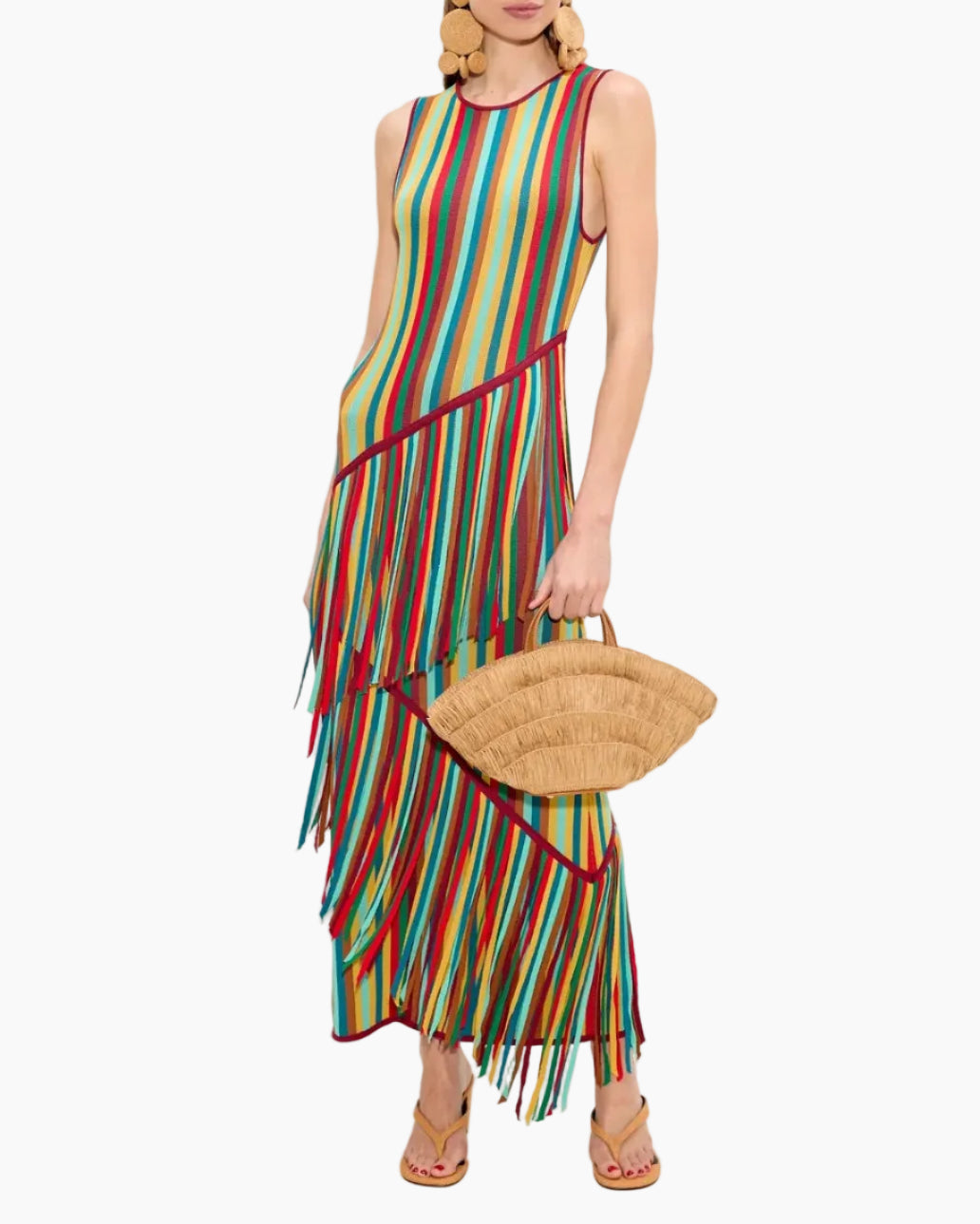 SPIRAL KNIT DRESS - VIBRANT MULTI STRIPE